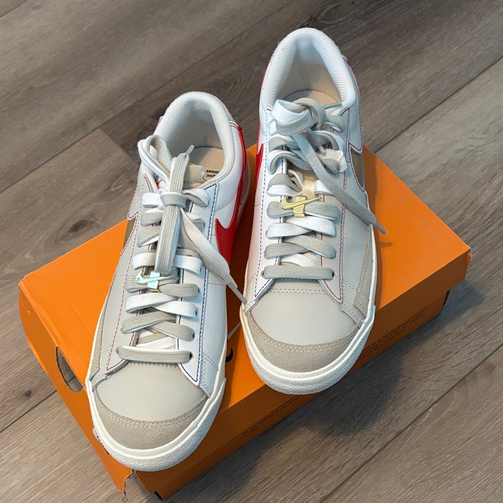 Nike Blazer Low ‘77 PRM White and Red/Gold Sneakers